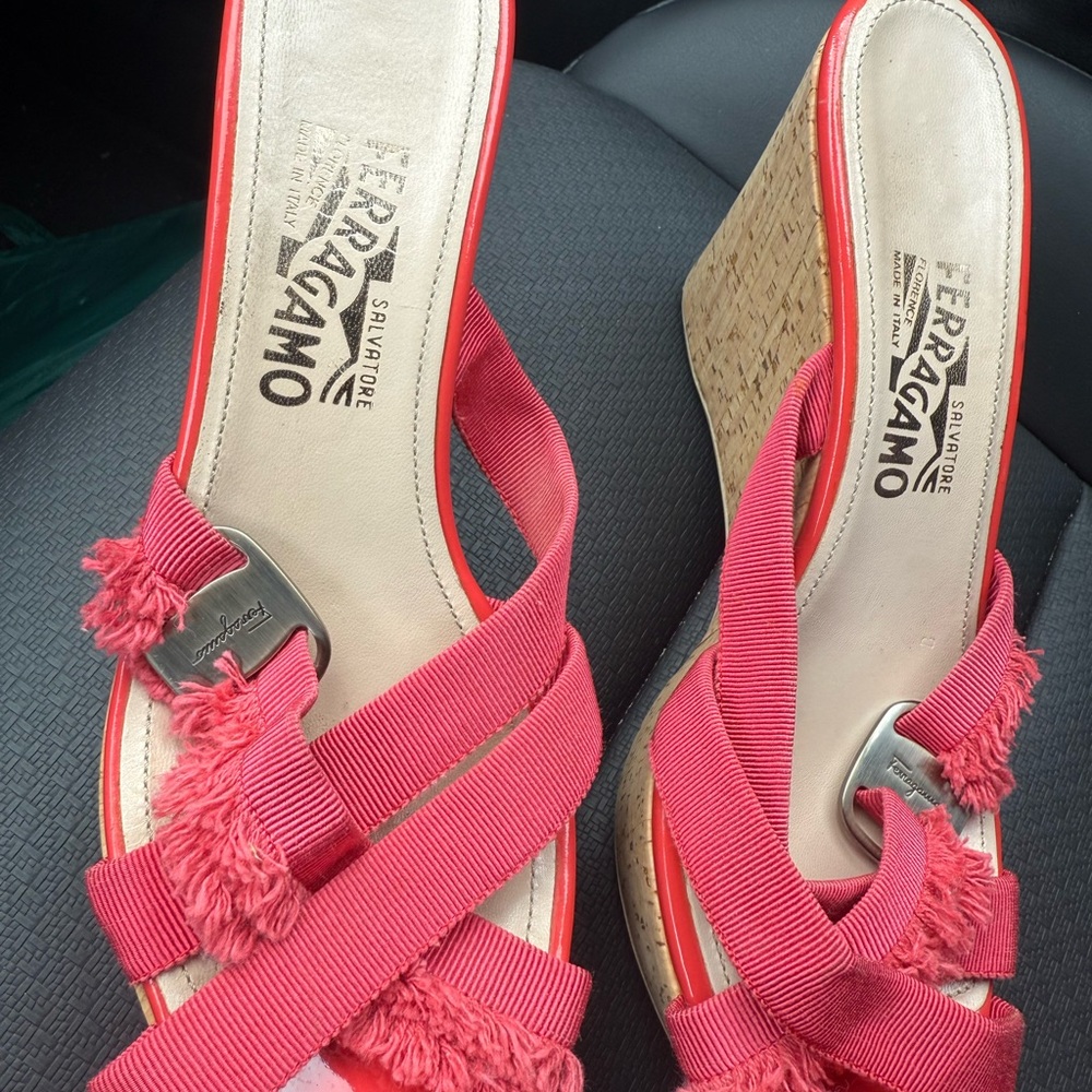 Salvatore Ferragamo Red Wedges with Open Toe